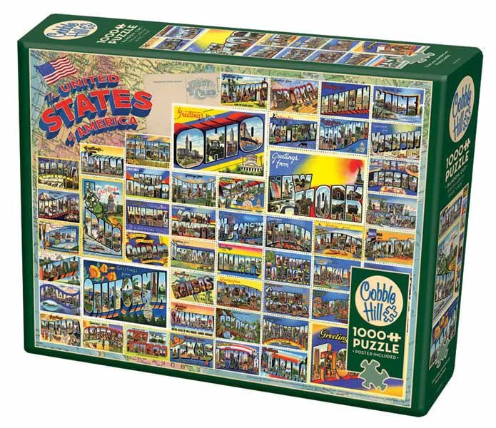 Cobble Hill Puslespil – Amerikanske vintage postkort 1000 brikker