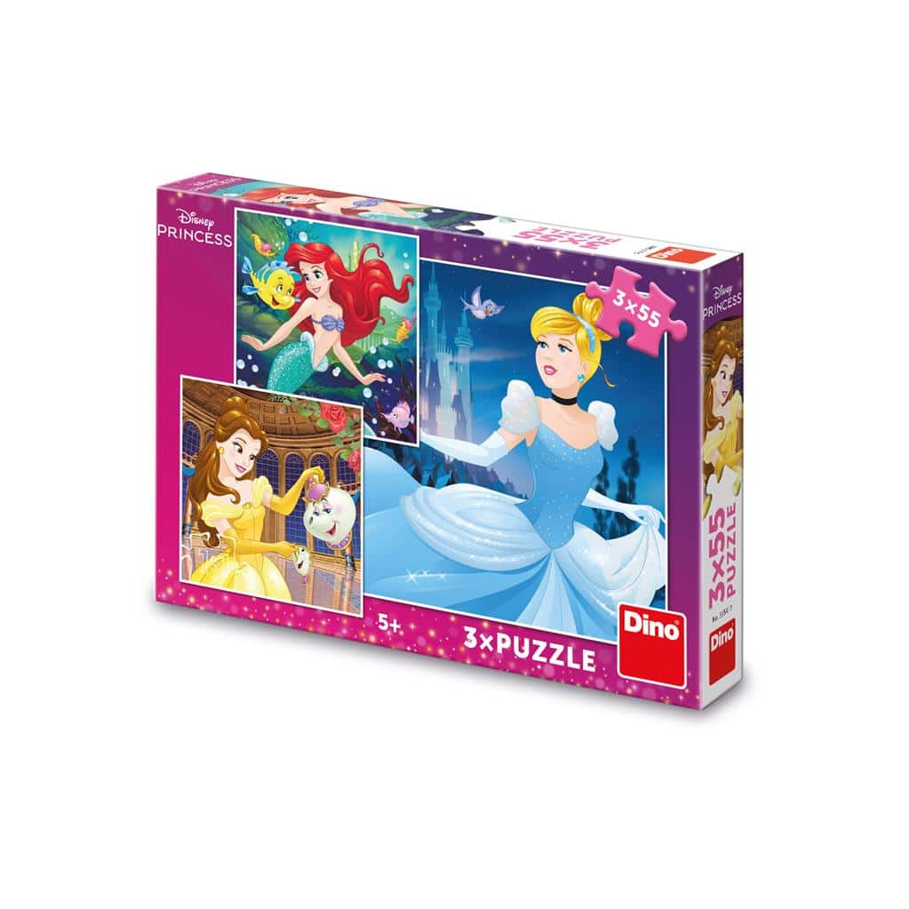 Dino 3i1 Børnepuslespil – Disney: Glade Prinsesser 55 brikker - Billede 2