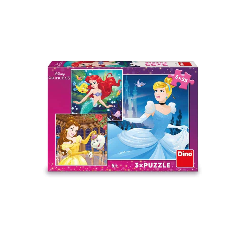 Dino 3i1 Børnepuslespil – Disney: Glade Prinsesser 55 brikker