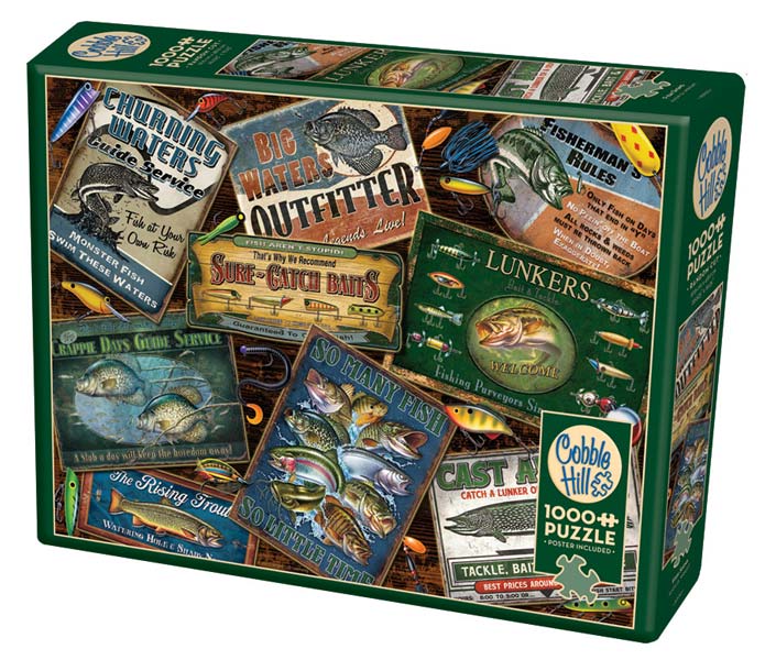 Cobble Hill Puslespil – Collage med Fiskeskilte 1000 Brikker