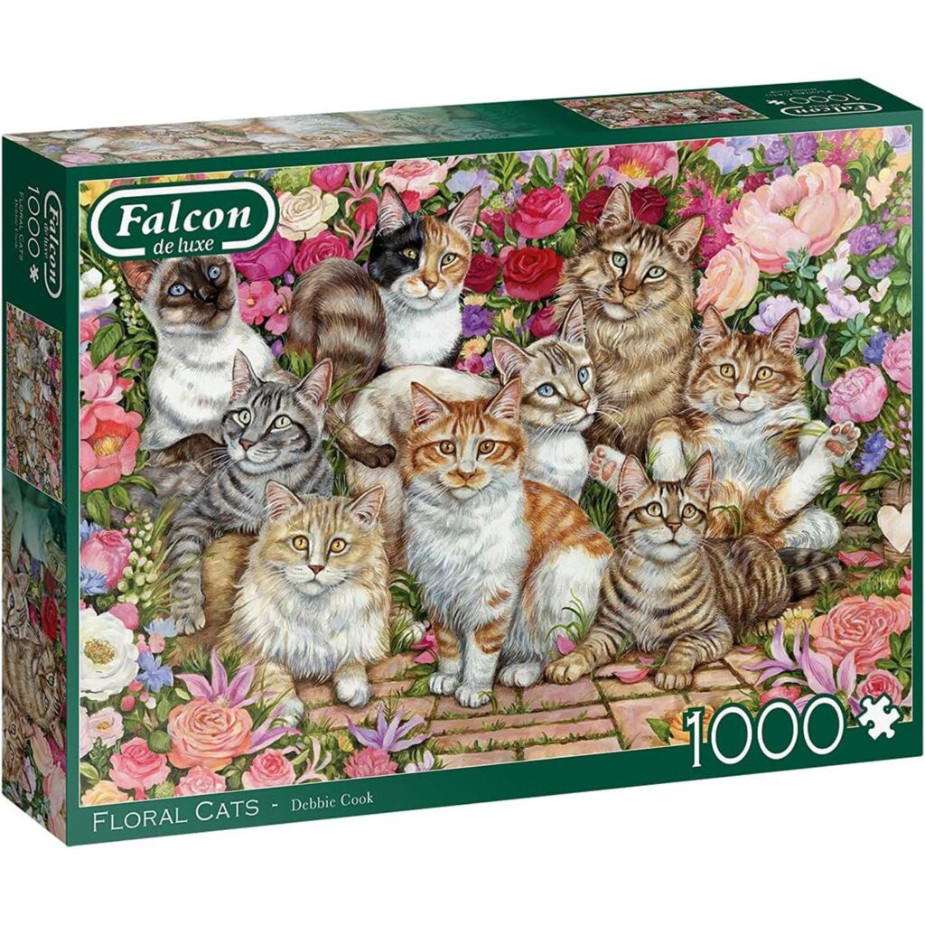 Falcon Puslespil – Katte & Blomster 1000 brikker