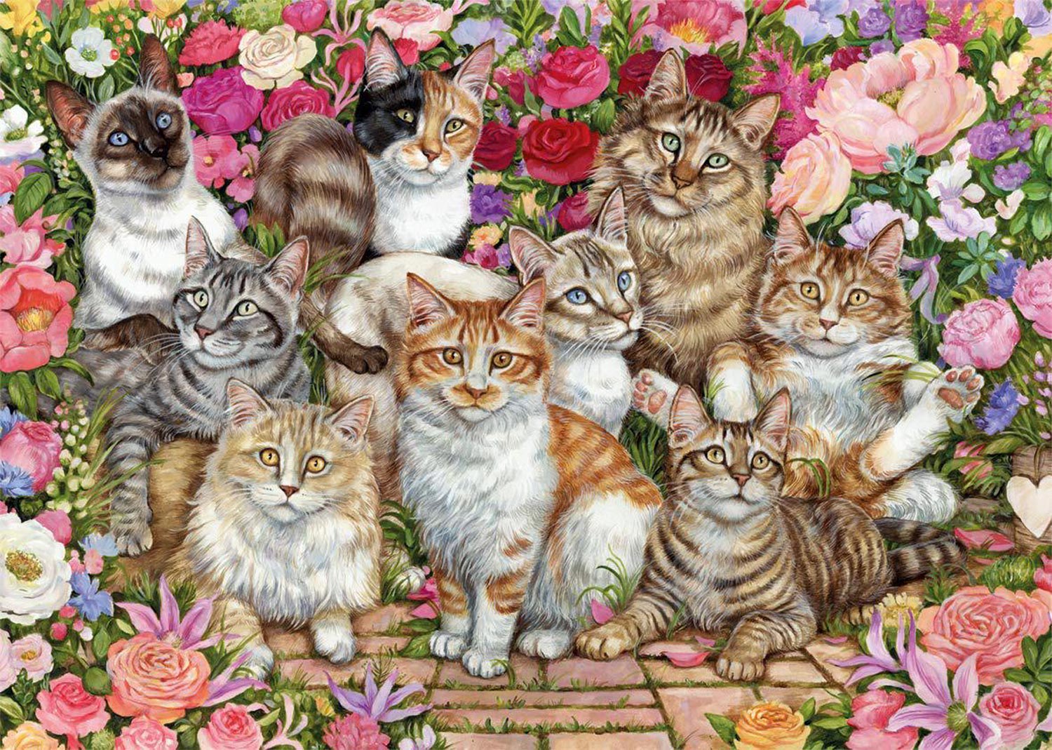 Falcon Puslespil – Katte & Blomster 1000 brikker - Billede 2