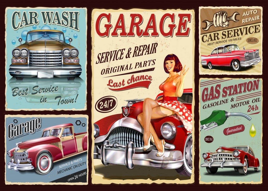Grafika Puslespil – Retrobilservice 500 Brikker - Billede 2